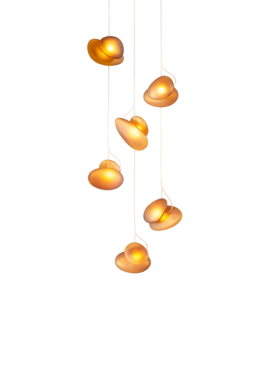 Pebble Chandelier - White Sandtex