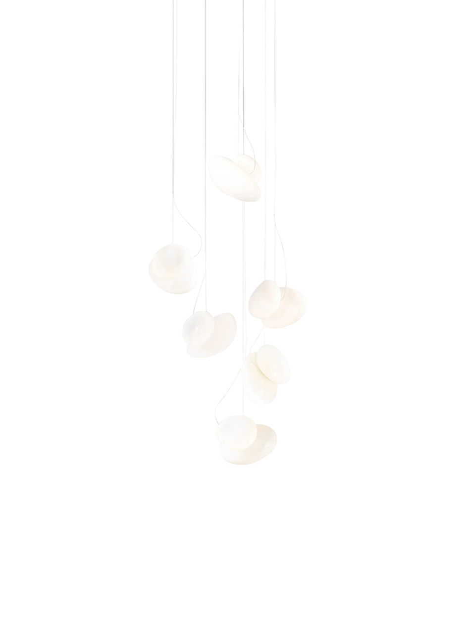 Pebble Chandelier - White Sandtex