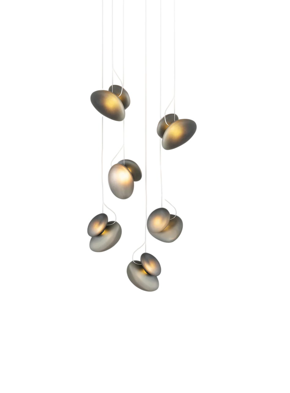 Pebble Chandelier - White Sandtex
