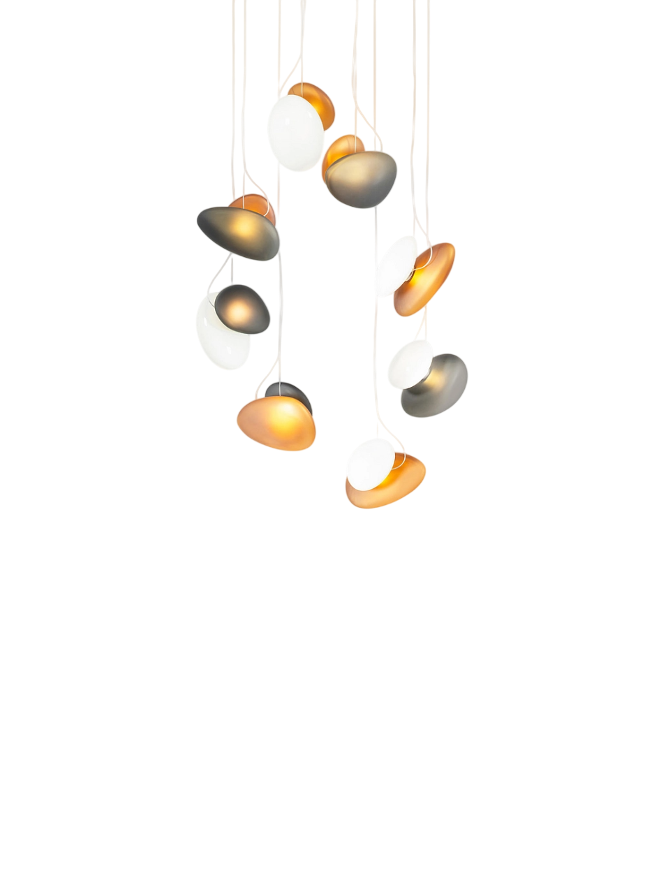 Pebble Chandelier - White Sandtex