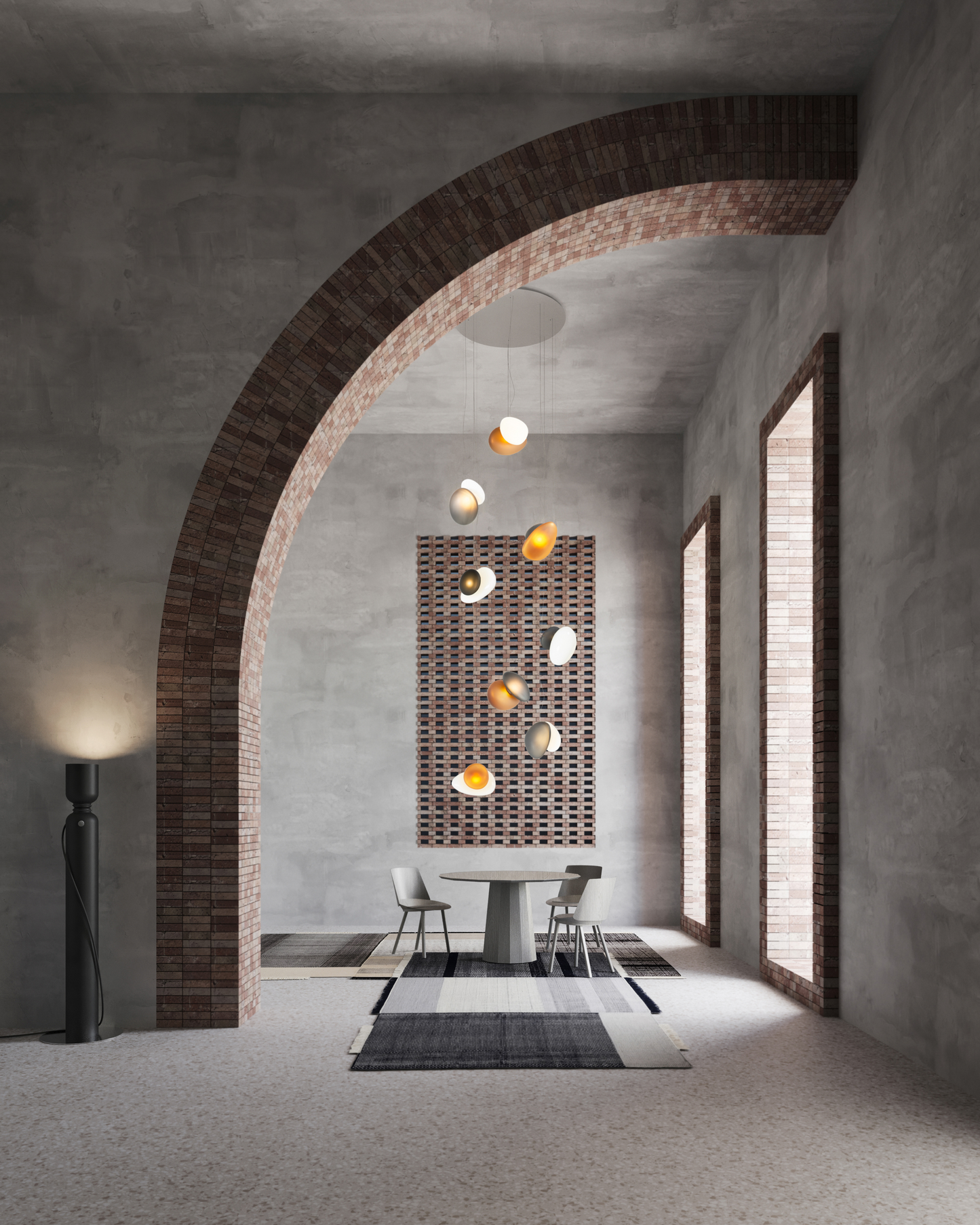 Pebble Chandelier - White Sandtex