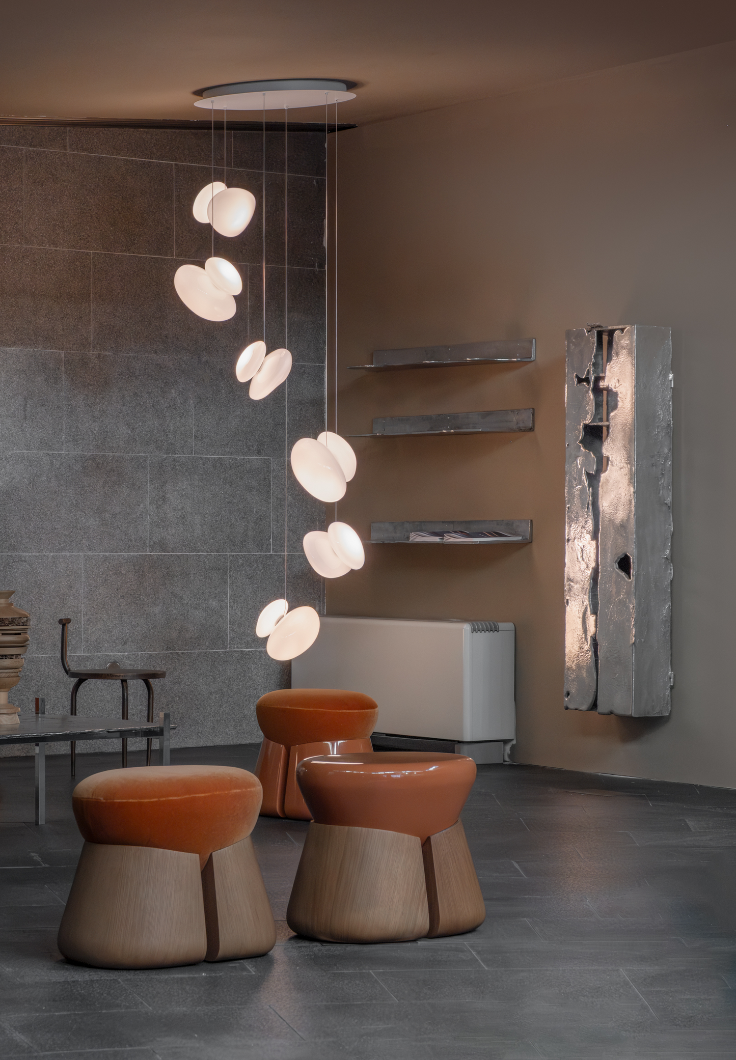 Pebble Chandelier - White Sandtex