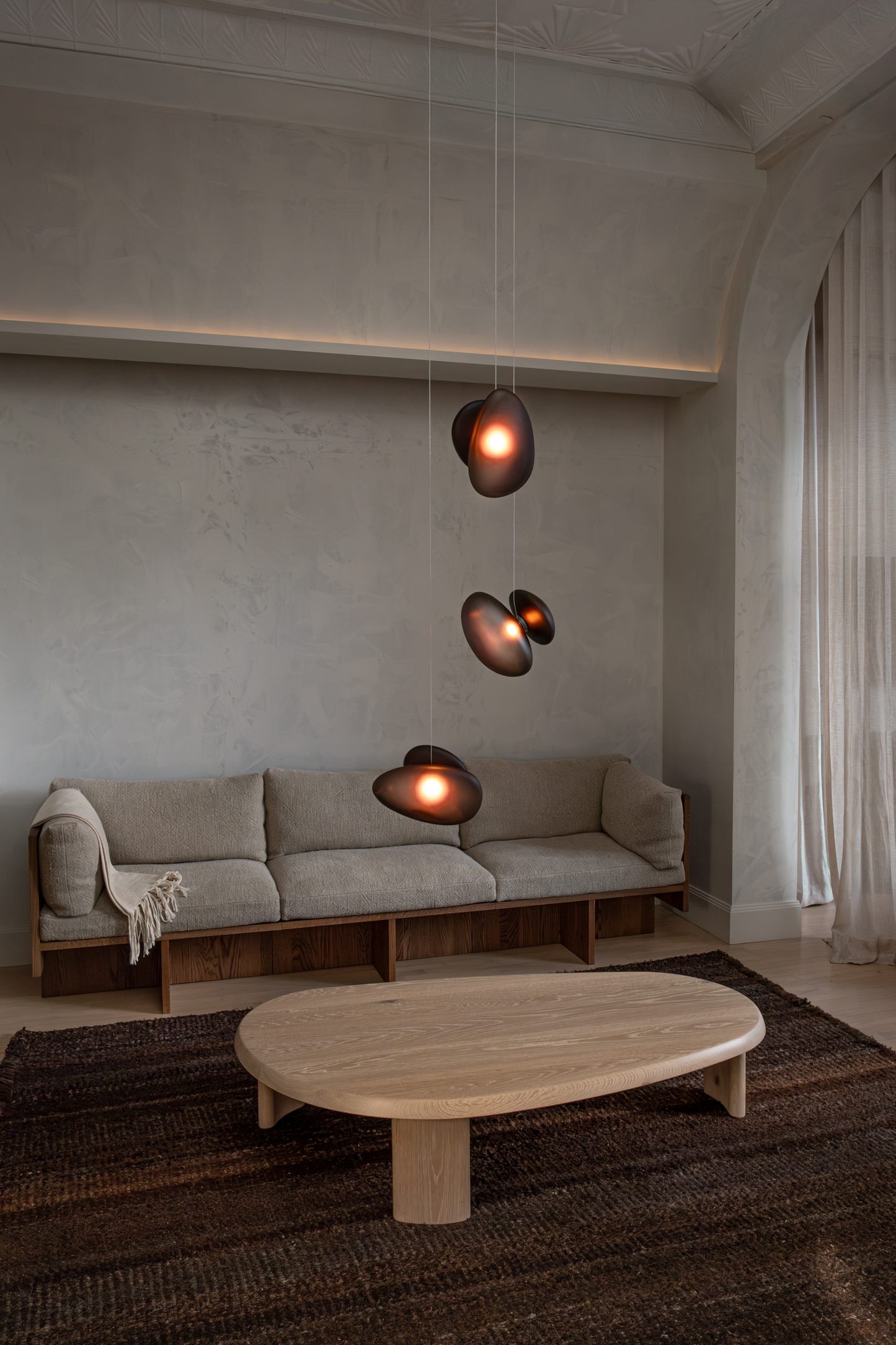 Pebble Chandelier - White Sandtex