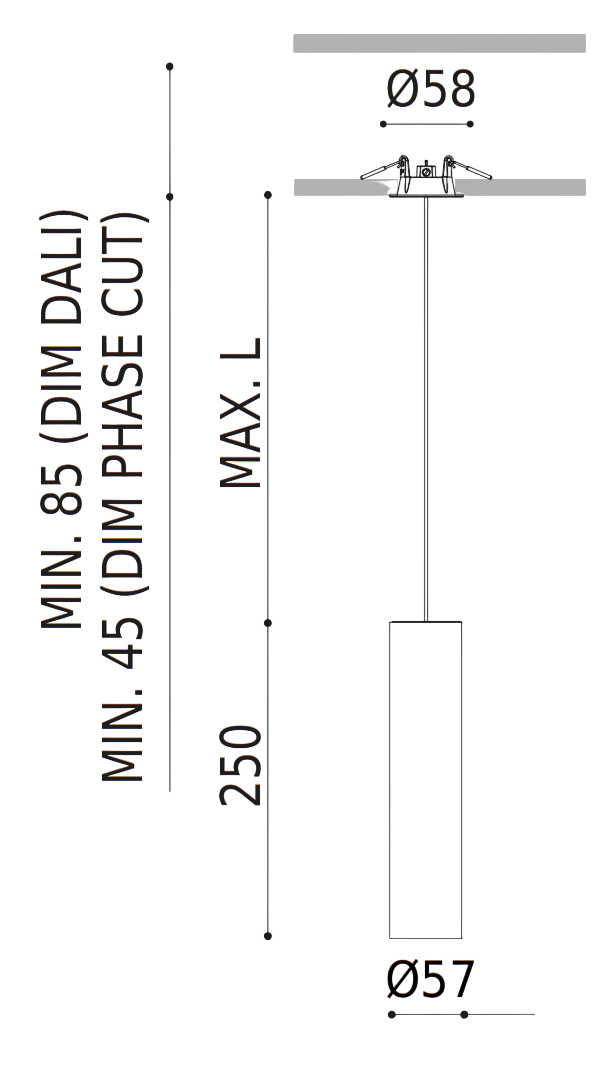 Product specifications for Textured Black / Spot (23°) w/ 2M / DALI w/ 2700K