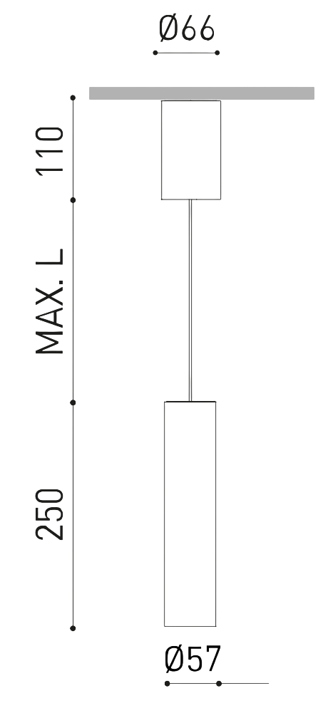 Product specifications for Textured Black / Spot (23°) w/ 2M / DALI w/ 2700K