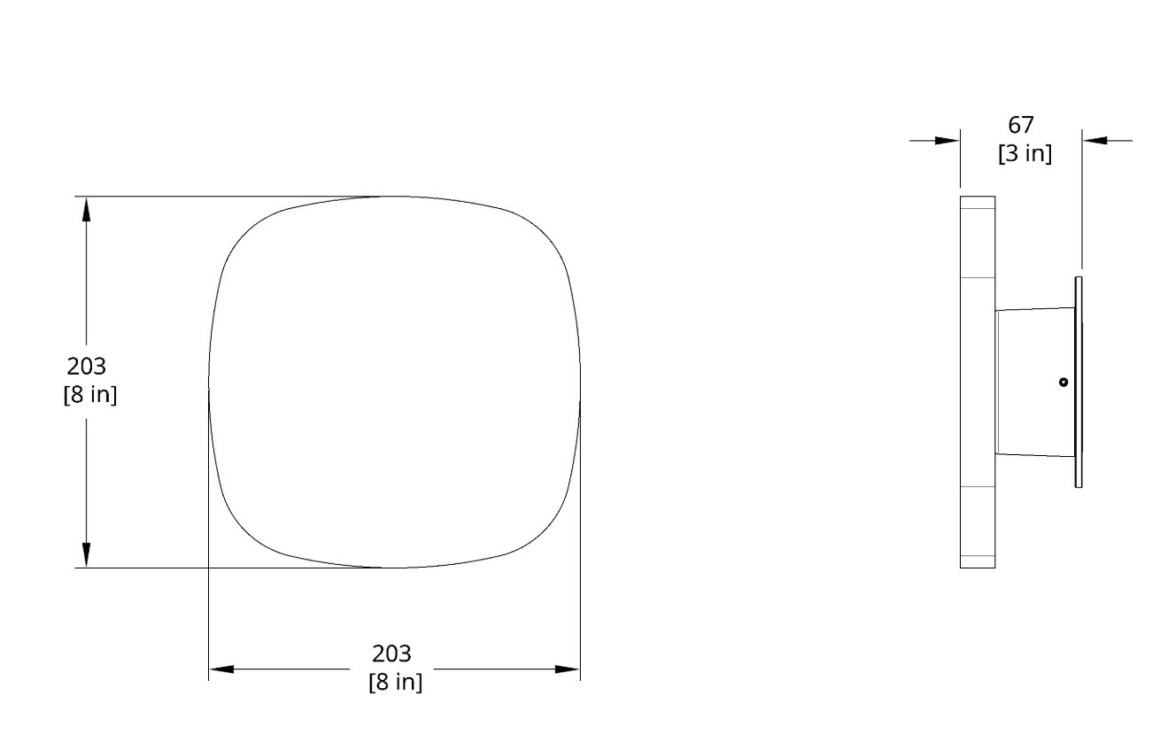 Product specifications for Small 8" / White Oak / DALI w/ 2700K