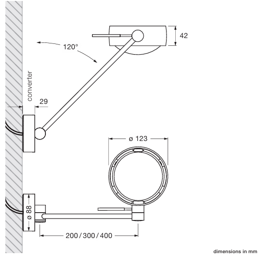 Product specifications for 20 cm / Sento E w/ 2700K / Up