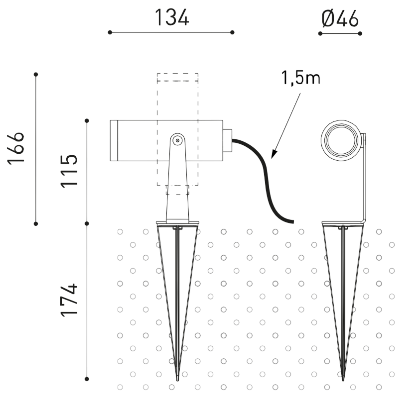 Product specifications for Textured Grey / Spot (19°) / No Dim w/ 2700K