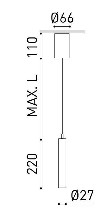 Product specifications for Textured Black / 2M Spot (18°) / DALI w/ 2700K
