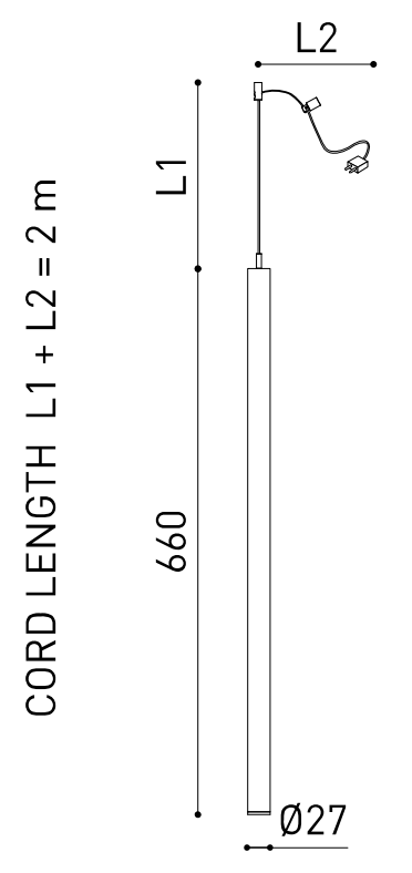 Product specifications for Textured Black w/ Max. 2 m / Spot (18°) / 2700K