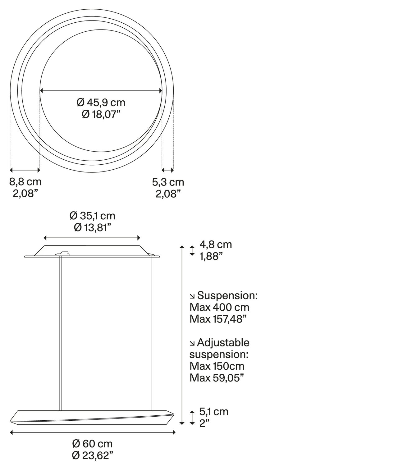 Product specifications for Matte White / Matte White w/ DALI / 2700K