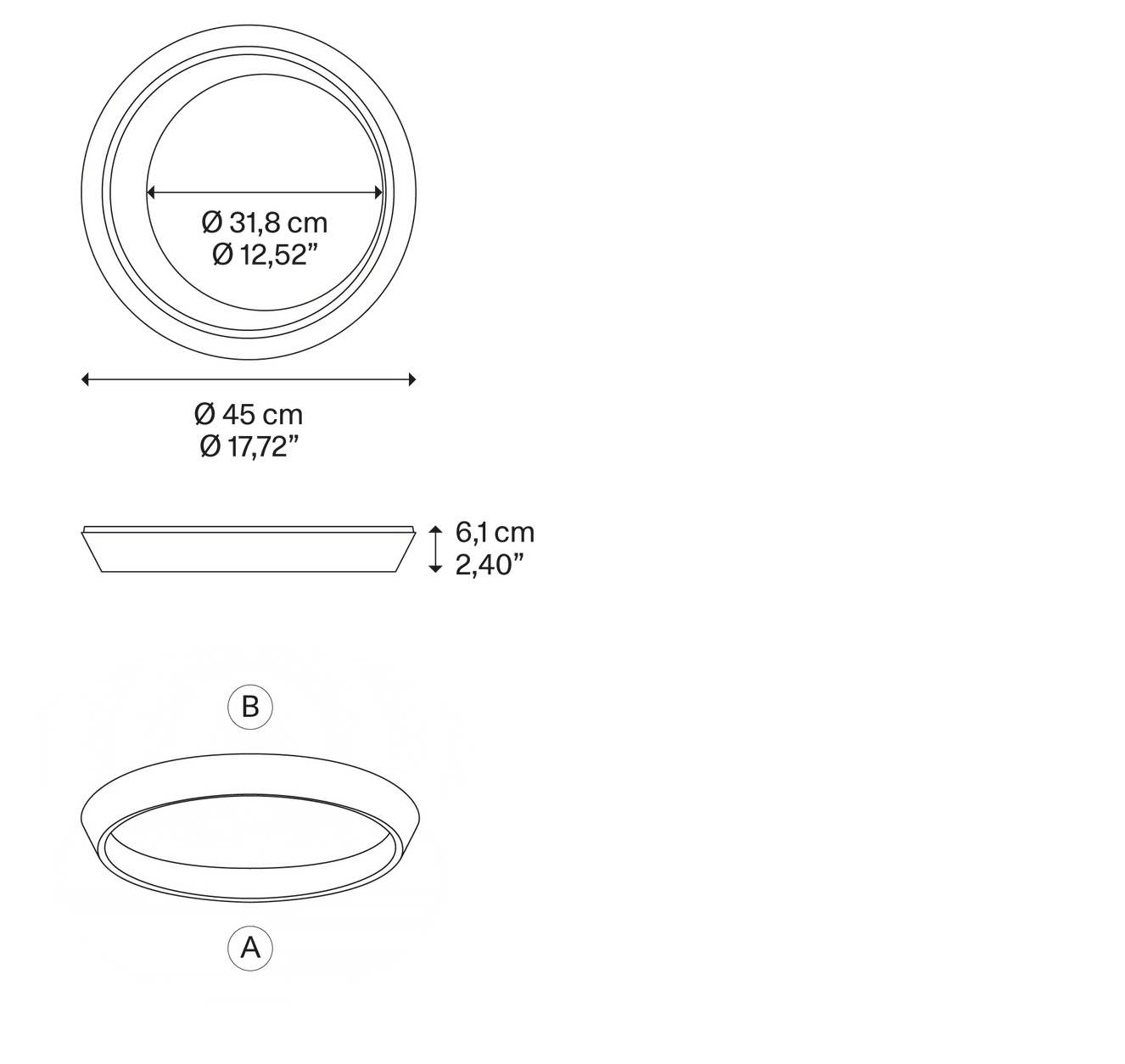 Product specifications for Matte White / 45 cm / 2700K