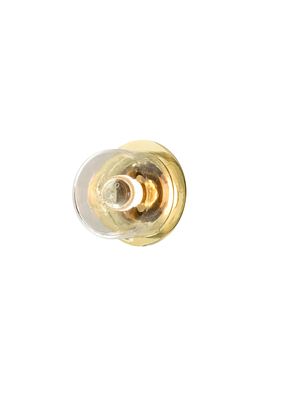 Brass-colored metal wall-lamp fixture on a white background