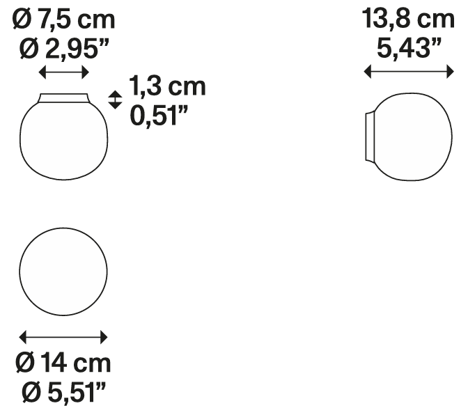 Product specifications for Glossy White / 14 cm