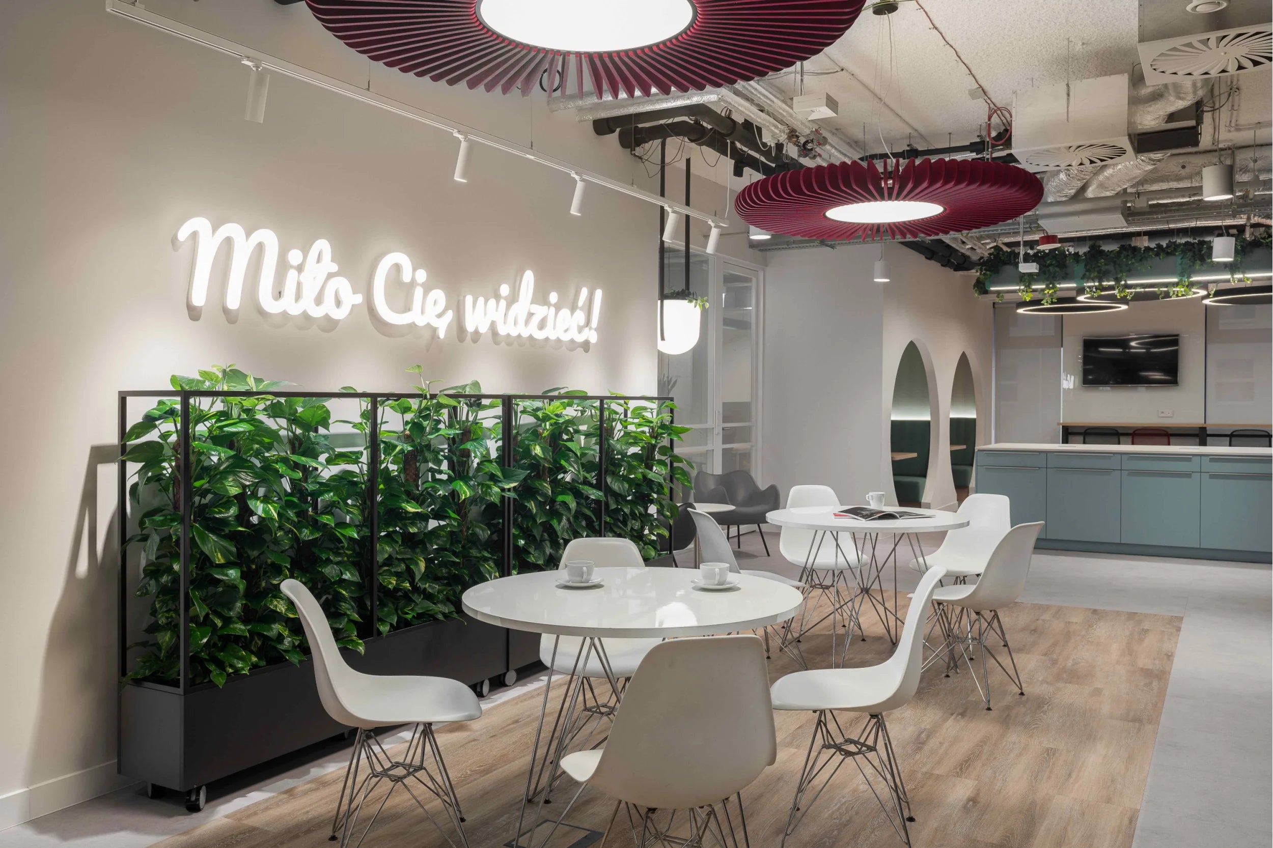 Flexxica Sol and Jungle pendant lights in an office by Trzop Architekci