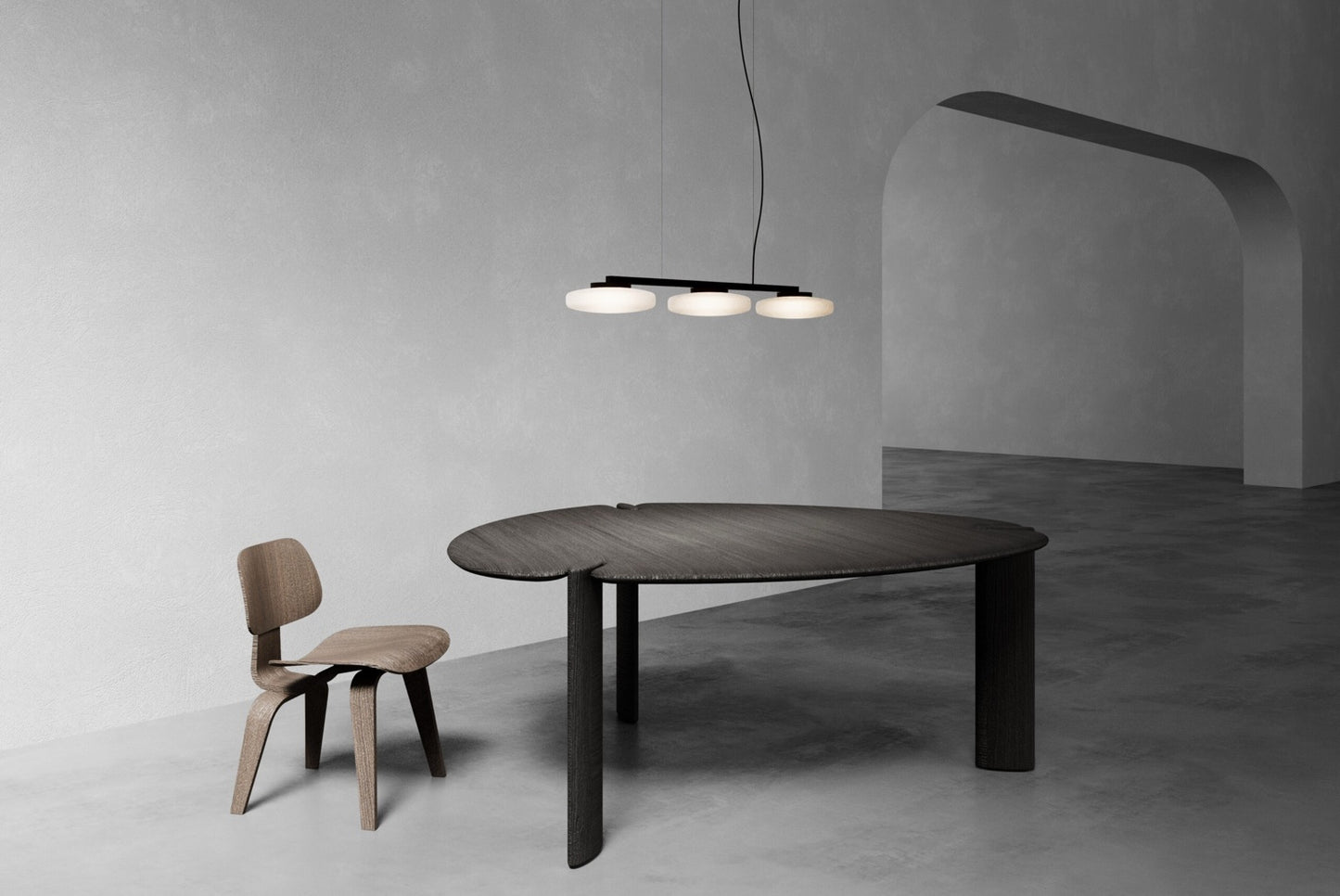 Lounge Three-light linear chandelier