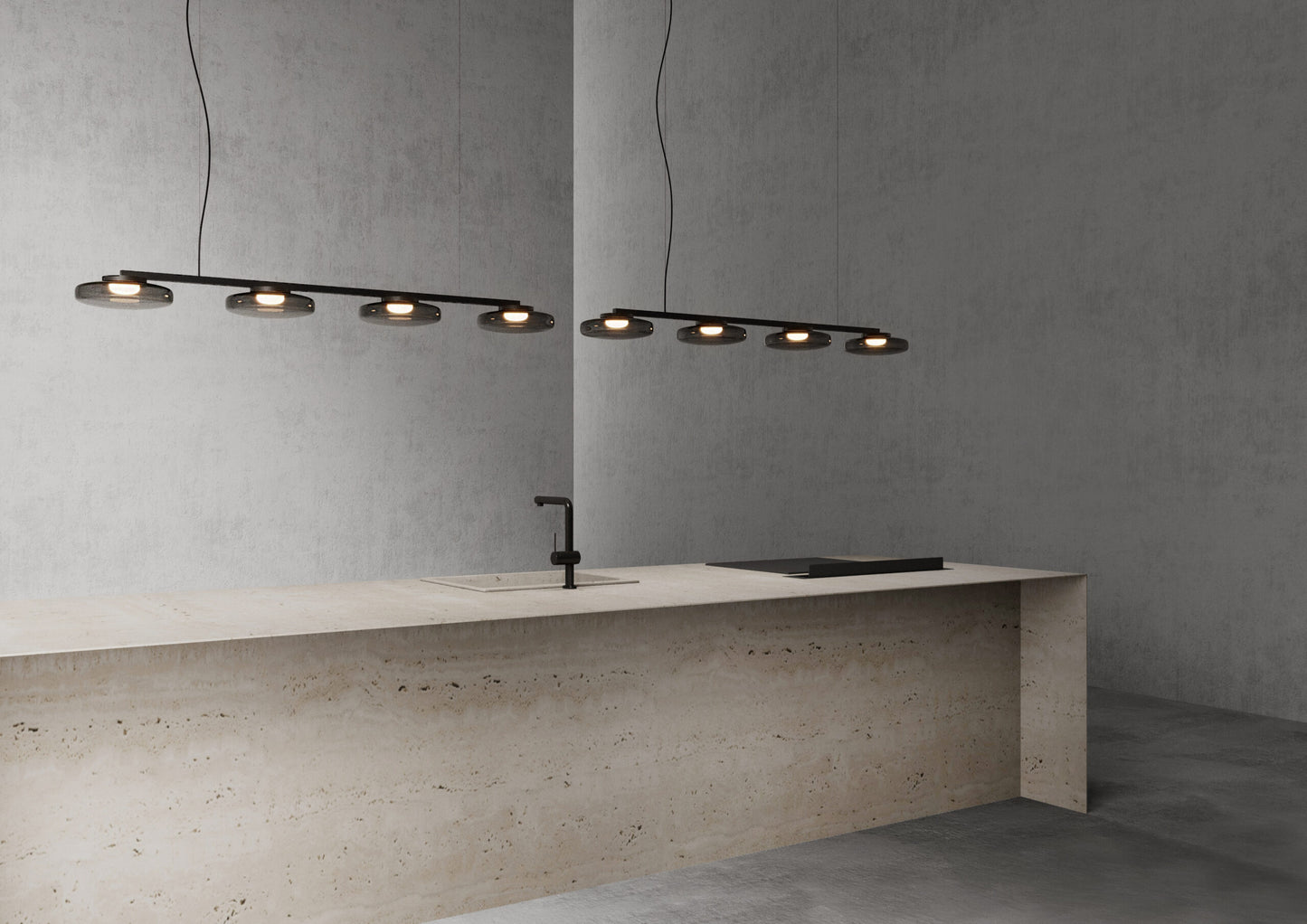 Lounge Four-light linear chandelier