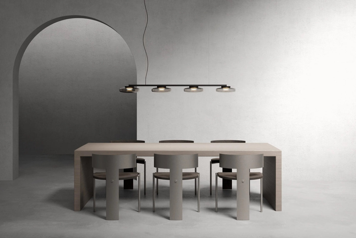 Lounge Four-light linear chandelier